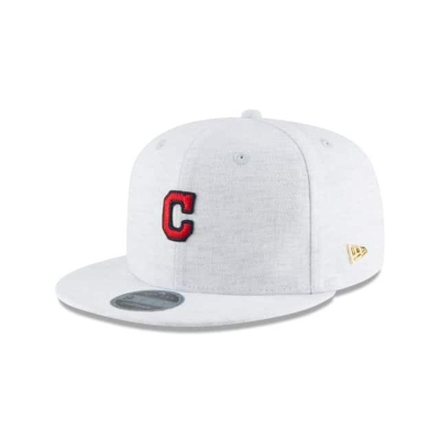 Grey Cleveland Indians Hat - New Era MLB Micro Stitch 9FIFTY Snapback Caps USA7804965